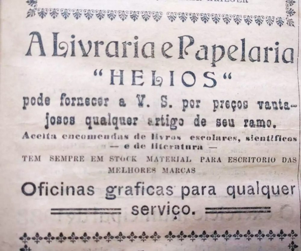 Primeiro registro da livraria em anúncio no jornal O Rebate, em 1934 / Foto: Arquivo pessoal