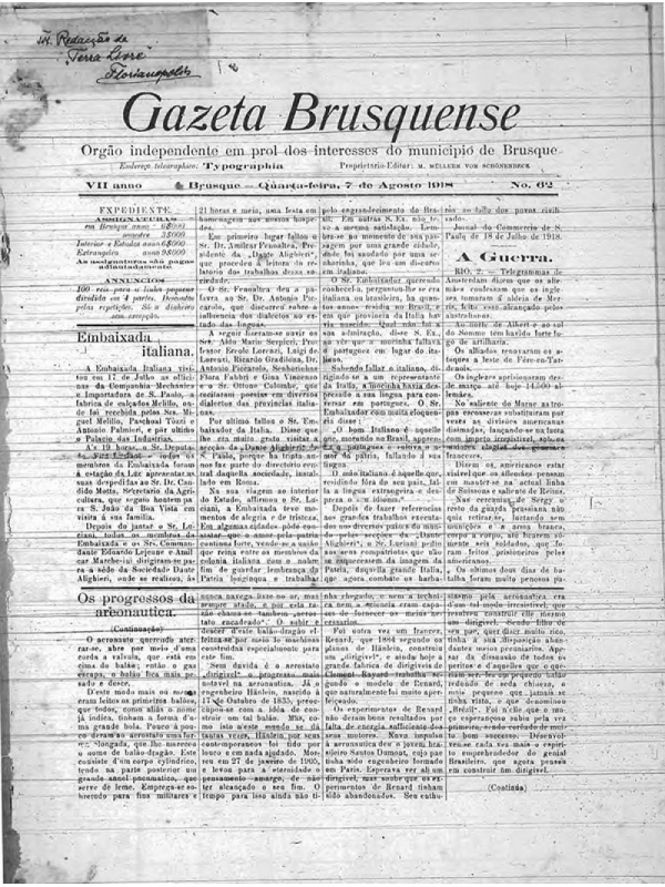 Gazeta Brusquense - Edição 02 - 07/08/1918