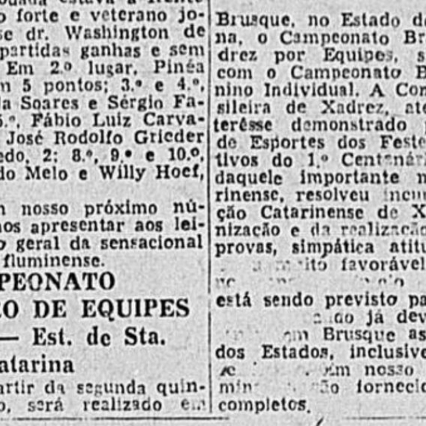 Campeonato Brasileiro Feminino de Xadrez Brusque Memória - A História  Fotográfica de Brusque na Internet 